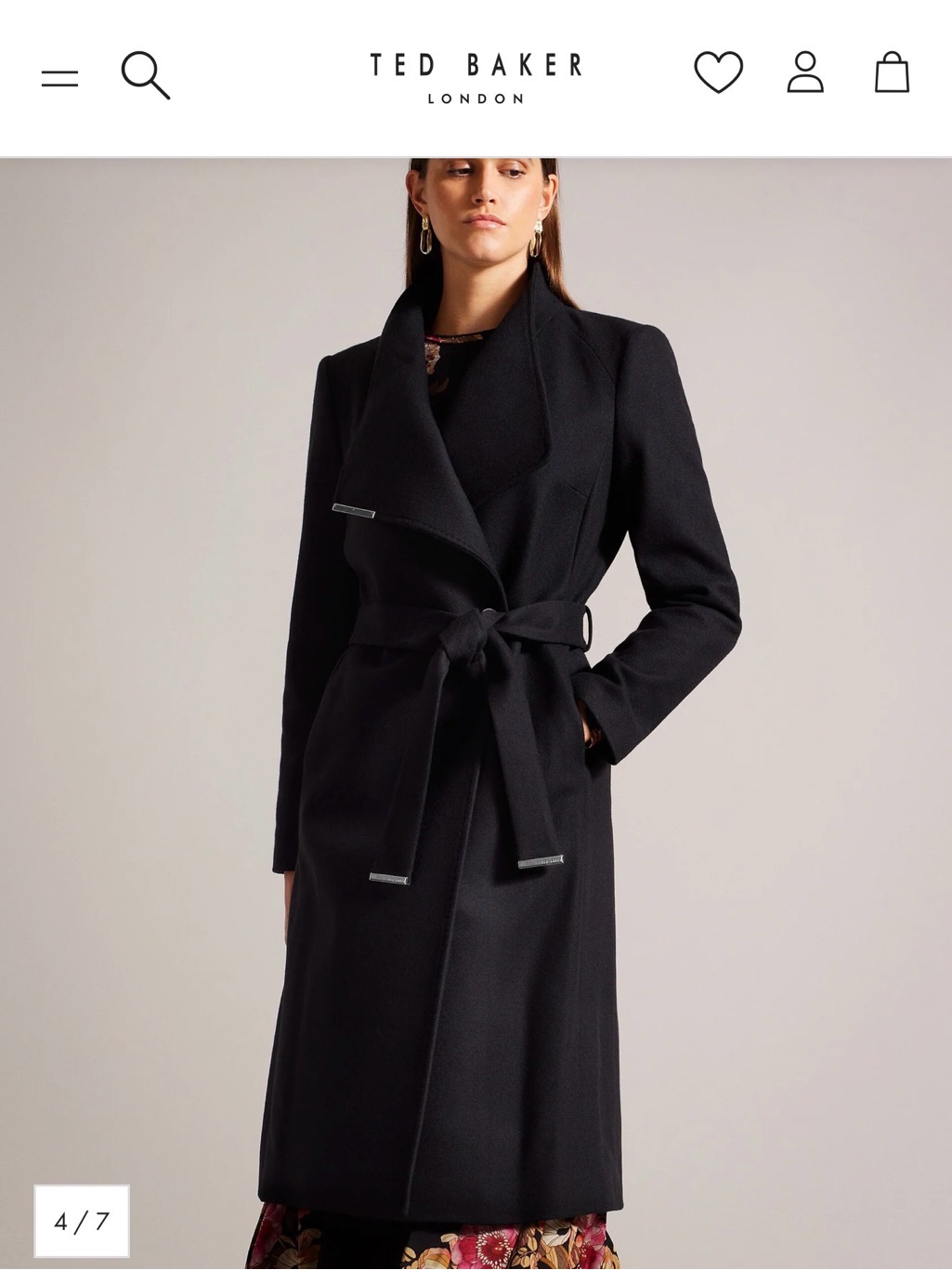 Ted Baker Roseo Midi Length Belted Wool Wrap Coat